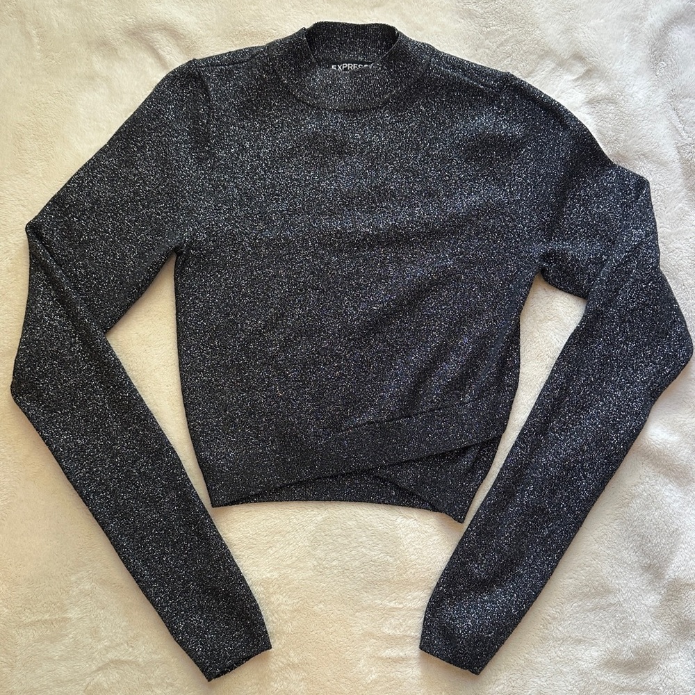 Express Metallic Black Knit Top
